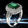 New Product Women's Green Zircon Silver Plated Ring Fashion Wedding Bague Jewelry Gift