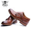 DESAI Brand Men Shoes Genuine Leather Black Brown Formal Dress Double Monk Buckle Straps Wedding Brogues Shoes Zapatos Hombre