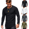 New Men's O-Neck Irregular T-shirts Tees Male Casual Long Sleeve T shirt Slim Fit Fitness Gyms T-shirts Tops S-3XL