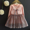 Girl Mesh Dress New Spring Dresses Children Clothing Princess Dress PinkWool Bow Design 2-8 Years Girl Clothes Dress