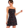 SHEIN Allover Cherry Print Cami Dress Women Spaghetti Strap Sleeveless Zipper Weekend Casual Dress Loose Short Dress