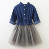 Girl Mesh Dress New Spring Dresses Children Clothing Princess Dress PinkWool Bow Design 2-8 Years Girl Clothes Dress