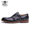 DESAI Brand Men Shoes Genuine Leather Black Brown Formal Dress Double Monk Buckle Straps Wedding Brogues Shoes Zapatos Hombre