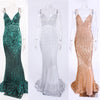 Sexy Stretch Silver Sequin Maxi Dress Hollow Out Floor Length Summer Party Dress Padded V Neck Backless Mermaid Dress