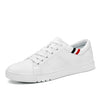 SUROM  Spring New Men Casual Shoes Breathable Wear Resistant Shoes Comfortable Summer White Round Toe Lace up Flat Snekaers