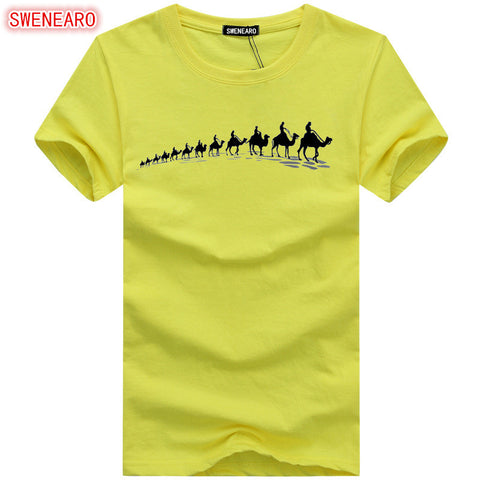 SWENEARO Men T-Shirt Plus Size Clothes Camel Brand Printed Short Sleeve Shirts High Quality T Shirt Casual Cotton Men's Clothing