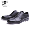 DESAI Brand Men Oxfords Shoes British Style Carved Genuine Leather Shoe Brown Brogue Shoes Lace-Up Bullock Business Men's Flats