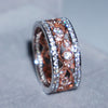 925 Silver Stackable Pan Ring Wheat Wave & Clear CZ Finger Rings for Women Sterling Silver Jewelry