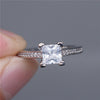 Korean Fashion Princess Cut Rectangle Zircon Ring Elegant Women Wedding Engagement Ring Jewelry Ring