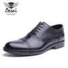 DESAI Brand Men Oxfords Shoes British Style Carved Genuine Leather Shoe Brown Brogue Shoes Lace-Up Bullock Business Men's Flats