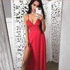 DeRuiLaDy Sexy White print Lace Maxi Dress Strap Deep V Neck Split Dresses Women Summer Backless Chiffon Long Dress