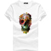 FEITONG Fashion Men short sleeve punk floral skull t-shirts funny tee shirts cool camiseta tops #30