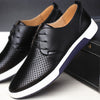 New Summer Brand Casual Men Shoes Mens Flats Luxury Genuine Leather Shoes Man Breathing Holes Oxford Big Size Leisure Shoes