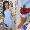 Summer Dress Women Fashion Applique Cute O-neck Casual Mini Dress Solid Elegant Sexy Party Dresses Plus Size