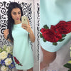 Summer Dress Women Fashion Applique Cute O-neck Casual Mini Dress Solid Elegant Sexy Party Dresses Plus Size