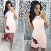 Summer Dress Women Fashion Applique Cute O-neck Casual Mini Dress Solid Elegant Sexy Party Dresses Plus Size