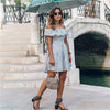 Summer Dress Women Striped Off Shoulder Dress Sexy Club Beach Bandage Casual Mini Party Dresses Vestidos