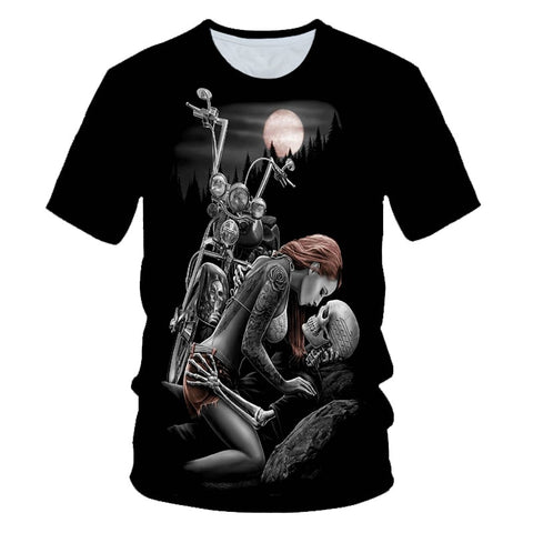 Skull Beauty Rock Cool 3D t shirts Mens Motorcycle Punk 3D Printed T shirt Men Summer