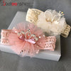 Balleenshiny Infant Child Hair Band Three-dimensional Alloy Rhinestone Crown Headdress Baby Girl Mesh Elastic