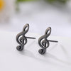 My Shape Note Music 316L Stainless Steel Stud Earring Small Earrings Cute Women Silvery Golden Black Jewelry