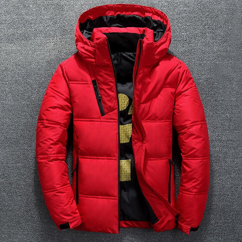 Winter Warm Men Jacket Coat Casual Autumn Stand Collar Puffer Thick Hat White Duck Parka Male Men's Winter Down Jacket