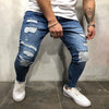 Skinny Jeans Biker Destroyed Frayed Fit Denim Ripped Denim Pants Side Stripe Pencil Pants Streetwear