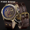 Automatic Mechanical Watch Men Steampunk Skeleton Watch Transparent Leather Self Winding Mens Retro Watch Clock Man montre homme